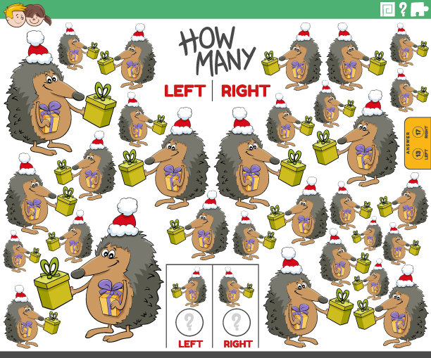 数着刺猬和圣诞礼物的图片图片下载