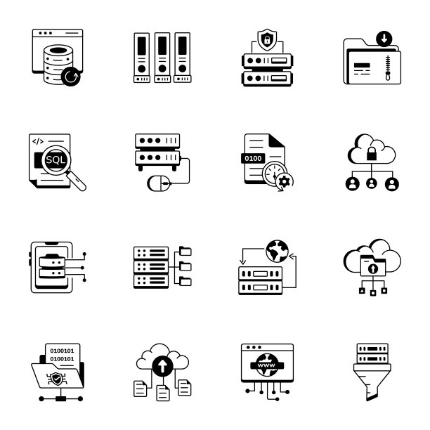 收集数据存储线图标图片下载