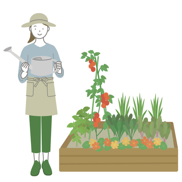 在菜园里拿着喷壶的女人图片下载