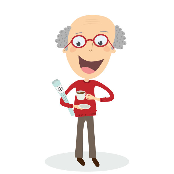 老人一边看报纸一边喝咖啡。图片下载