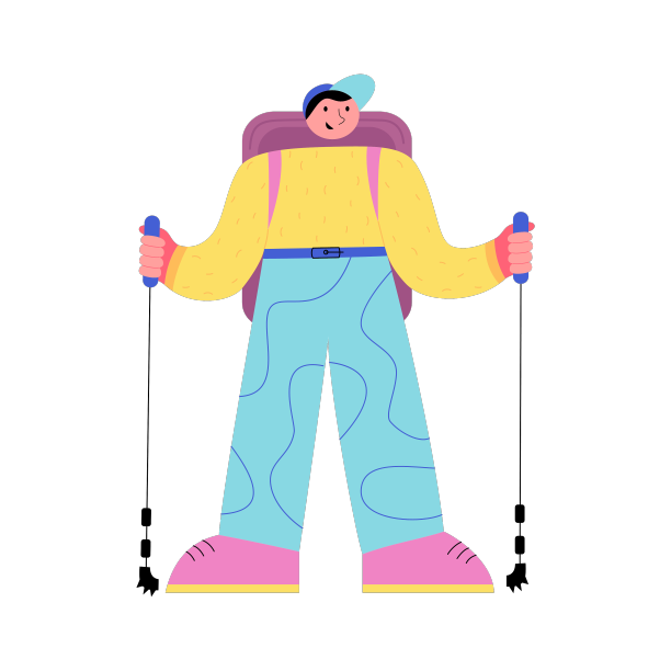 徒步旅行的男游客背着一个大背包图片下载