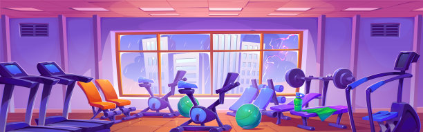健身馆室内矢量运动健身室图片下载