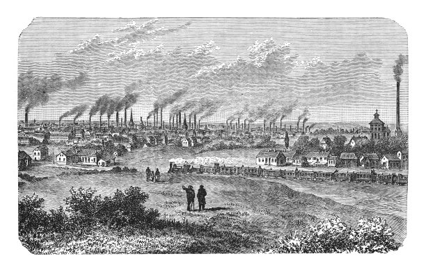 埃森(德国城市)-复古雕刻插图图片下载