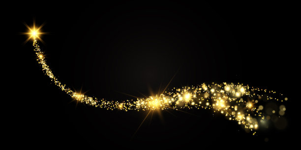 金粉闪闪发光的颗粒。一颗美丽闪亮的星星，尾巴上布满灰尘。节日的背景。矢量图图片下载