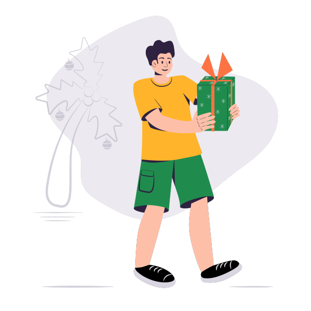南方的年轻人拿着圣诞礼物图片下载