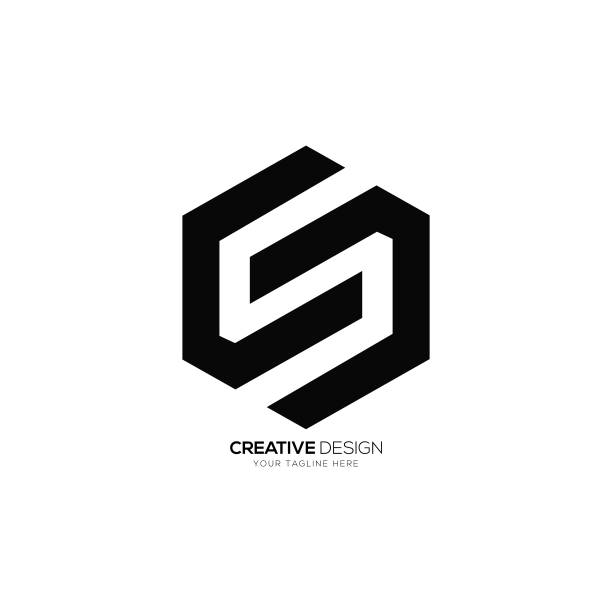 字母的六边形形状负空间现代图片下载