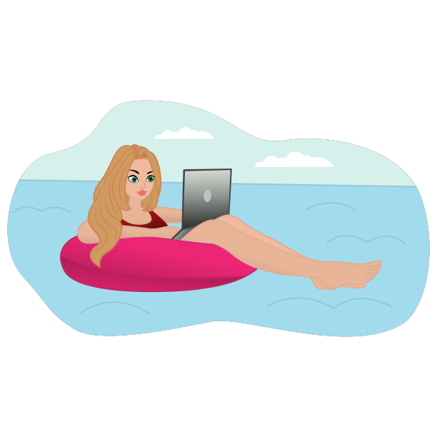 年轻女子休息和远程工作图片下载