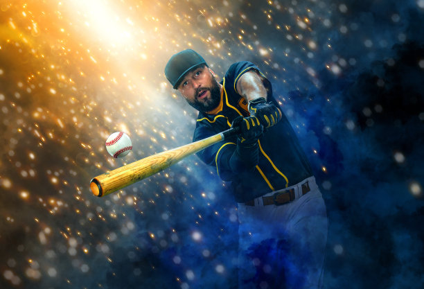 黑色背景上的棒球运动员。游戏的一天。下载高解析度照片，在体育博彩中宣传棒球比赛。图片下载