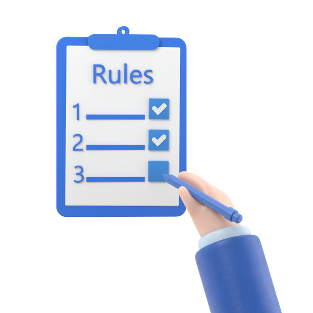 规则的概念。商人手里拿着写有规章的剪贴板。需求清单。规则列表上空白。白色背景的3D渲染。图片下载