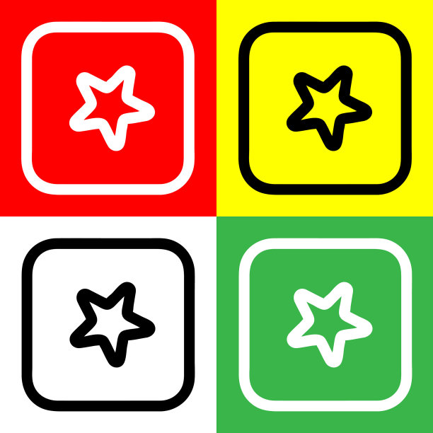 电影应用程序图标，轮廓风格，孤立的红色，绿色，黄色和白色的背景。图片下载