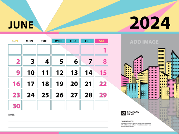 2024年6月模板-日历2024年设计图片下载