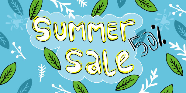 夏季销售横幅模板与热带背景的一个抽象的夏天。促销徽章为您的季节性设计。图片下载