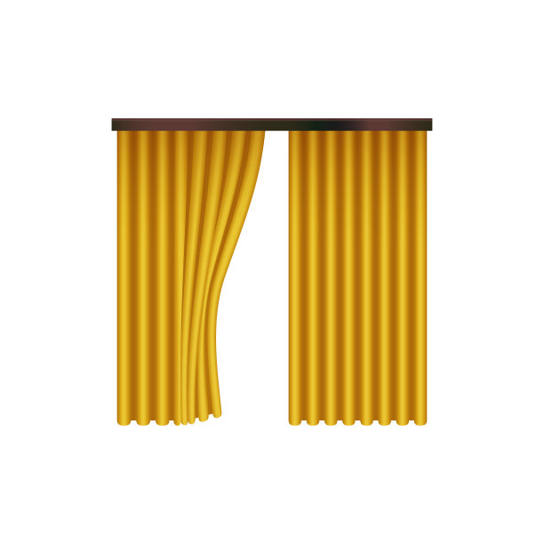 金色的3D窗帘开口，将缎面或真丝面料的帷幔向后推，打开空间图片下载