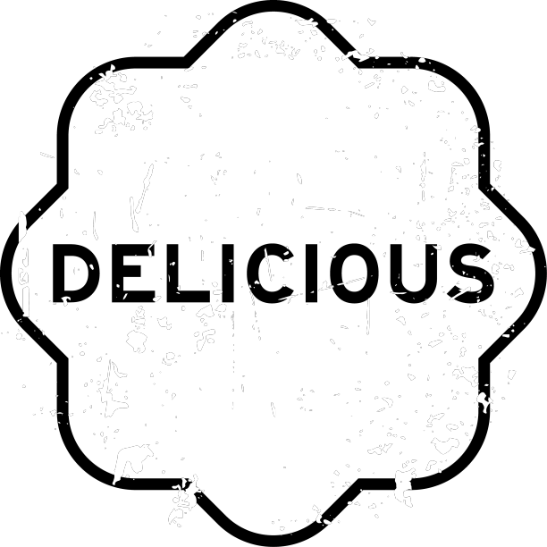 脏兮兮的黑色美味字橡胶印章上图片下载