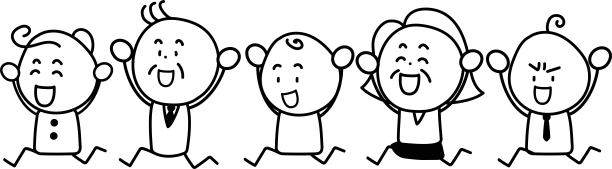 所有年龄和性别的畸形人微笑着跑步/插图材料(矢量插图)图片下载