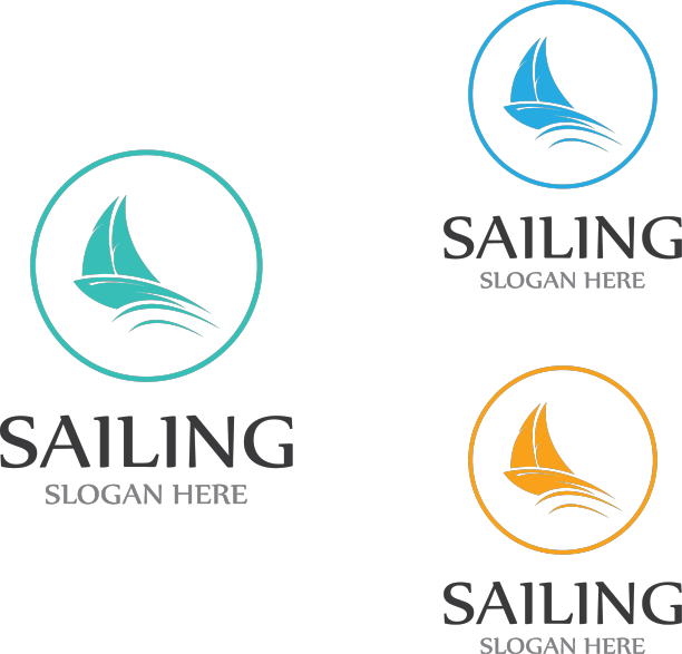 帆船或帆船的标志带有波浪的波浪图片下载