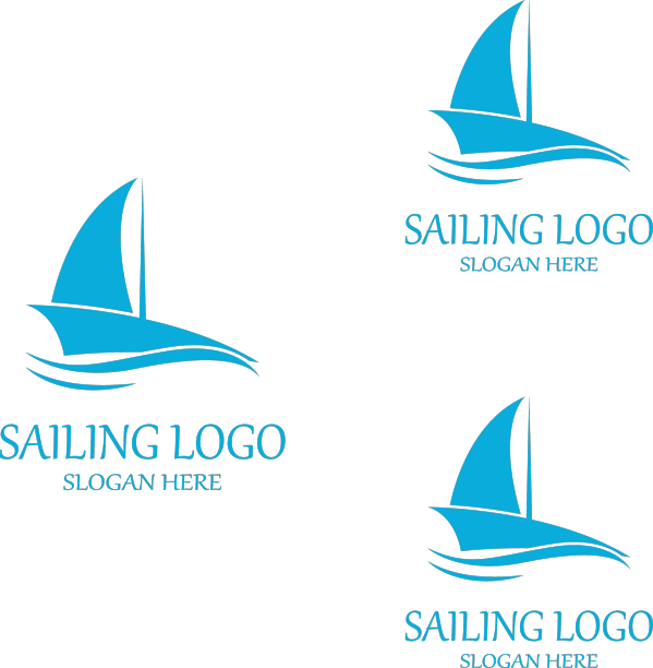 帆船或帆船的标志带有波浪的波浪图片下载