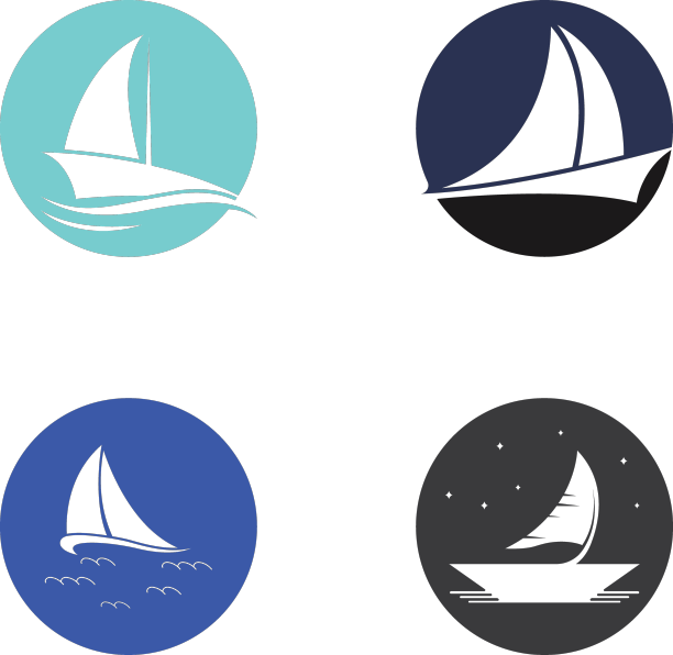 帆船或帆船的标志带有波浪的波浪图片下载