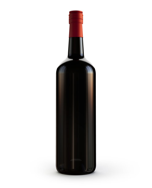 白色背景的红酒酒瓶模型图片下载