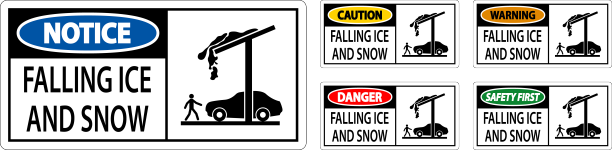 冰和雪警告标志，小心落下的冰图片下载