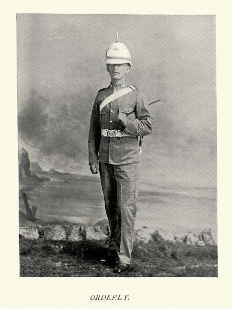 身穿卡其制服的英国陆军上校勤务兵，维多利亚时代，《军事历史》19世纪90年代图片下载