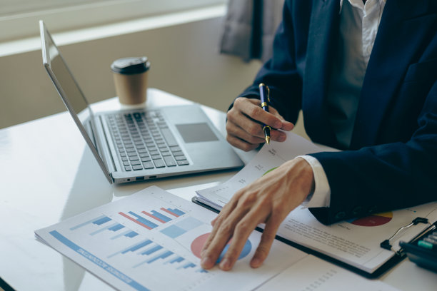 会计拿着文件准备业绩分析报告高管在工作中使用在线计算机软件创建文件分析财务数据。特写照片图片下载