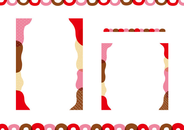 情人节贺卡模板集。手绘几何框架和背景设计。图片下载