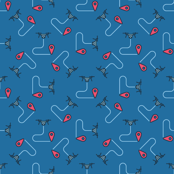 无人机路径规划矢量四轴飞行器彩色无缝图案图片下载
