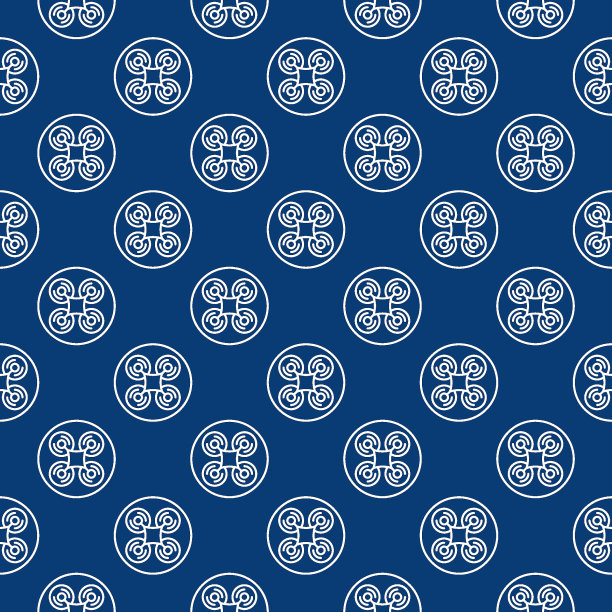 无人机在圆矢量四轴飞行器概念细线无缝图案图片下载