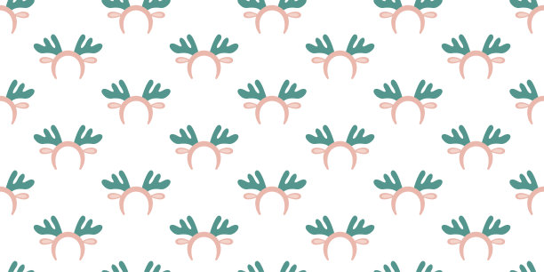 柔和的驯鹿鹿角头带无缝图案。圣诞矢量插图。新年壁纸图片下载