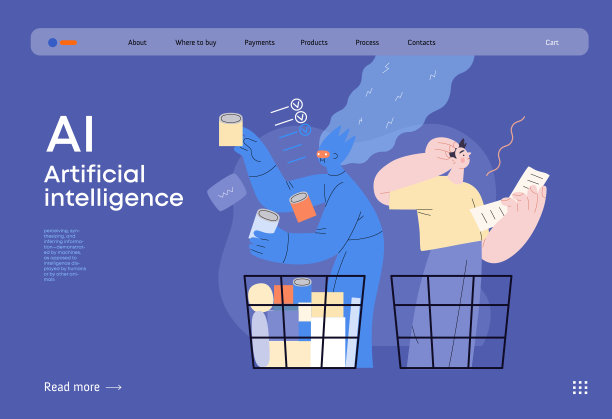 人工智能平面矢量插图-购物图片下载