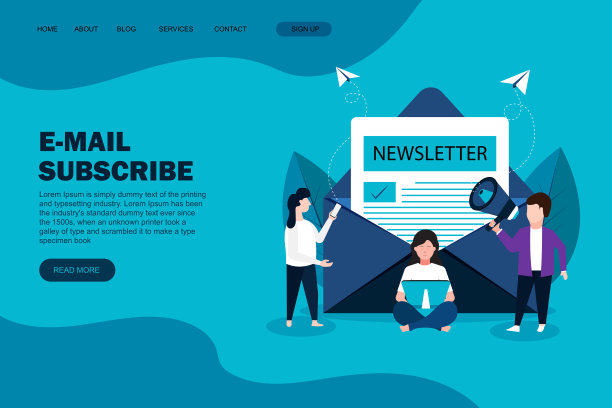 电子邮件订阅矢量插图概念，电子邮件营销系统，人们使用智能手机和订阅，时事通讯图片下载