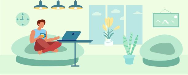 男人在椅子上放松，自我护理，矢量插画图片下载