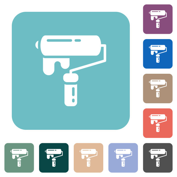 用油漆滚筒画圆角方形平面图标图片下载