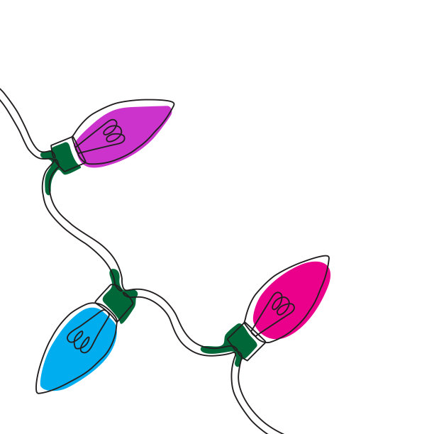 圣诞灯连续线条绘制与可编辑的笔触图片下载