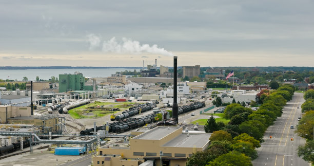密歇根州化工厂的航拍照片图片下载