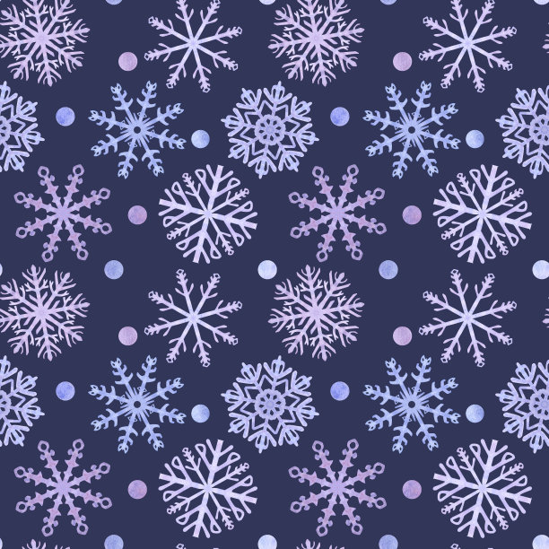 雪花花纹无缝，蓝丁香霜结晶。象征冬天，寒冷的天气。新年和圣诞贺卡。手绘水彩插图在黑暗的背景图片下载