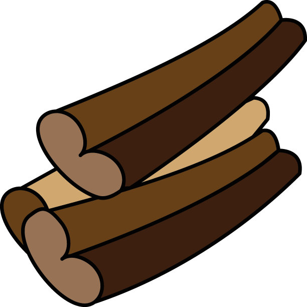 原料肉桂概念的特写视图，干树皮条矢量轮廓图标设计，调味品和香料符号，食品烹饪成分标志，草药和餐桌酱料插图图片下载