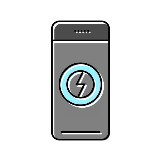 无线充电宝家庭办公室彩色图标矢量插图图片下载