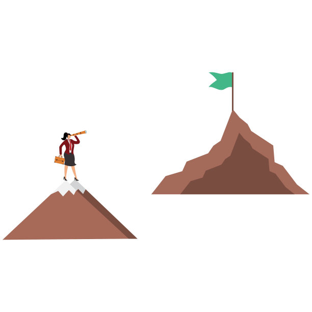 山峰，山峰，抱负，商业，理念，插画，女商人图片下载