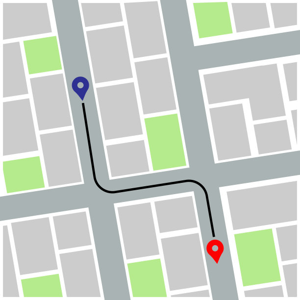 摘要绿色城市地图与位置方向矢量插图图片下载