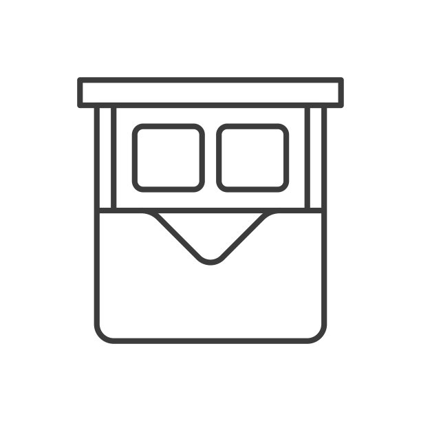 双人床卧室家具房地产公寓平面图顶视图细线艺术图标矢量图片下载