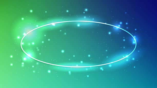 霓虹灯椭圆形框架与闪光效果与闪光效果和火花图片下载