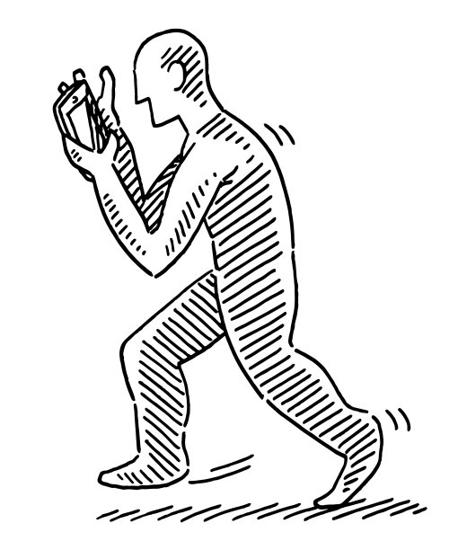 行走的身影被智能手机分心图片下载