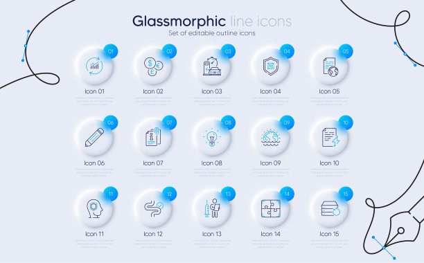 充电站、数据更新和二维码线性图标合集，适用于Web应用程序。象形图图标。矢量素材图片下载