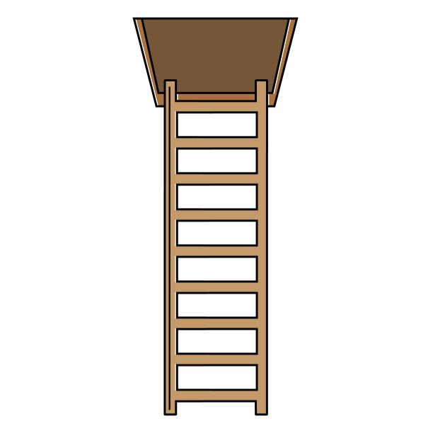 楼梯到阁楼，颜色矢量孤立的卡通风格的插图图片下载