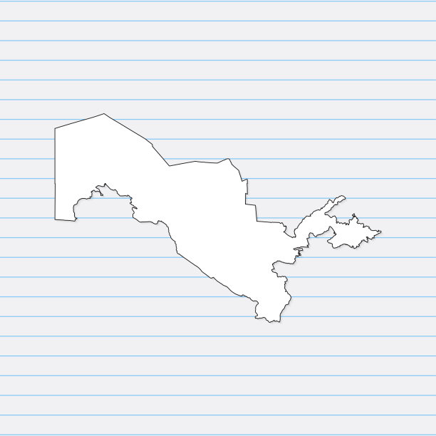 乌兹别克斯坦矢量地图白色手绘在一块学校笔记本的背景。矢量插图EPS10图片下载