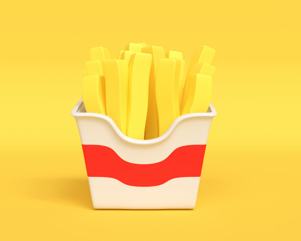 黄色背景的卡通薯条图片下载