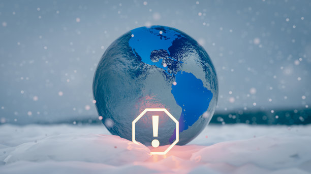 由于气候变化，地球因全球寒冷而冻结，3d渲染图片下载