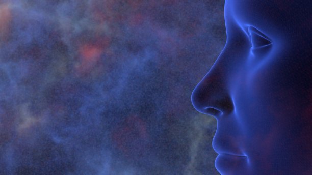 人脸侧面，特写，科幻风格，深色背景图片下载